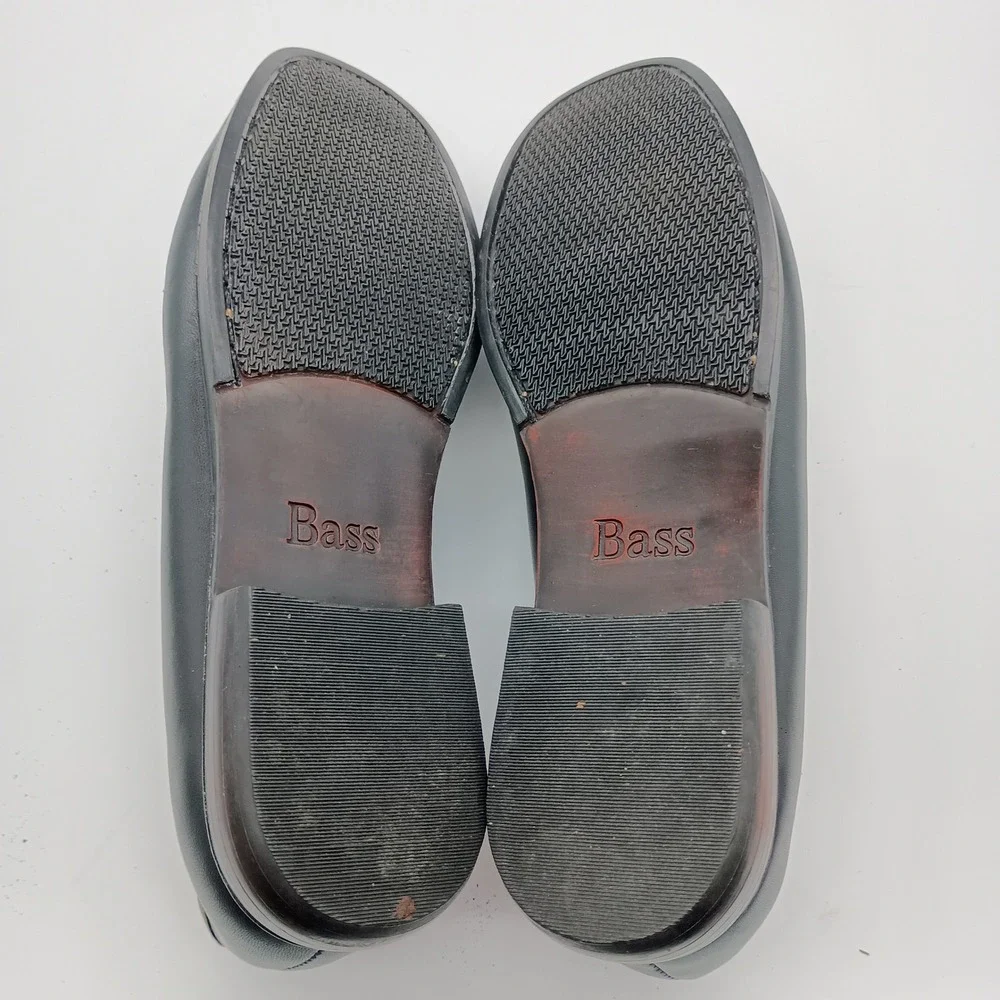 Bass Romana Black‎ Leather Bow Loafers Flats Shoes Womens 8M Made in Brazil